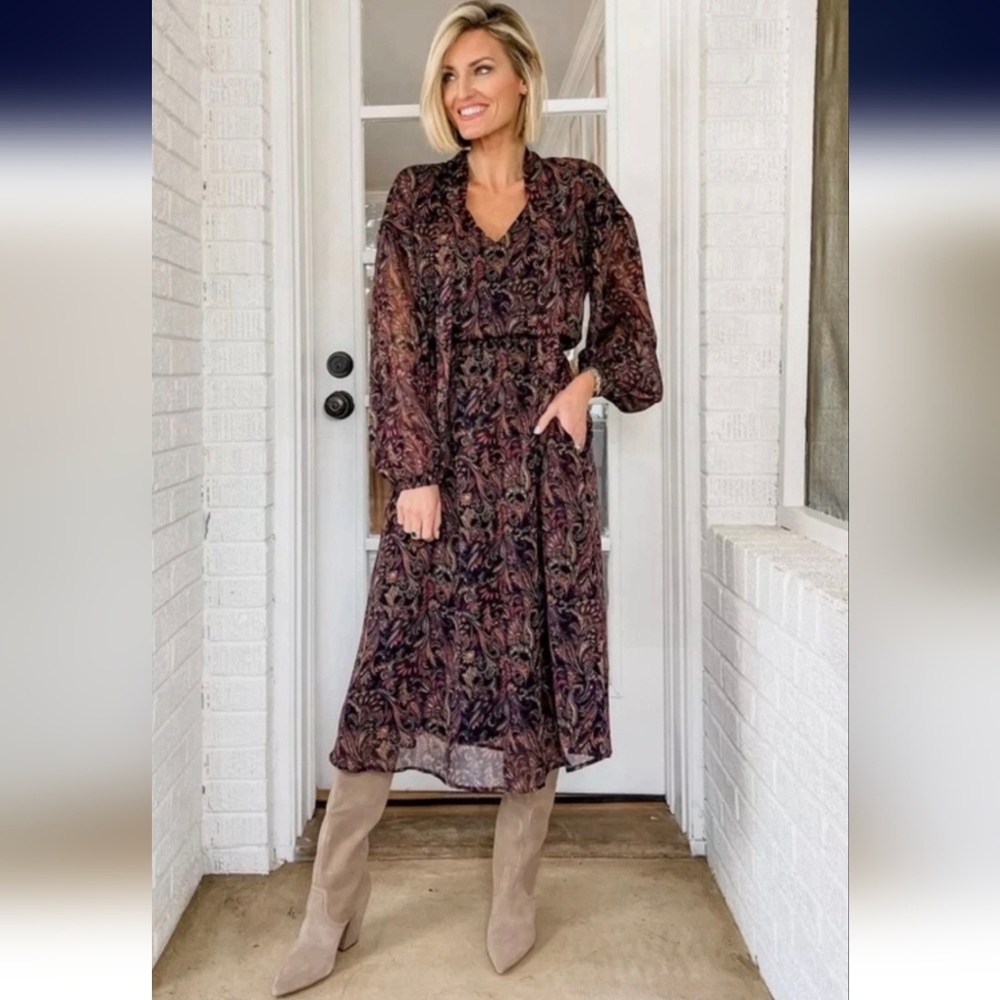 NWT Evereve Multicolor Paisley Dress (Medium)